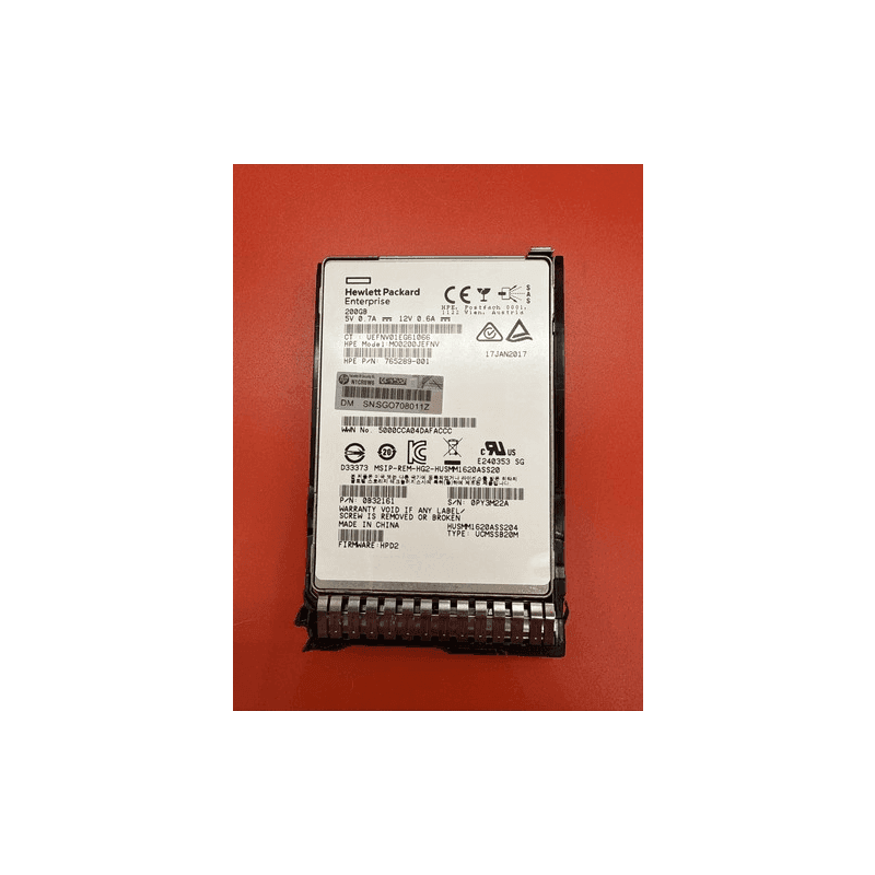 HP 200GB SAS12 2.5" SSD 779164-B21 780430-001 MO0200JEFNV in HPe Tray White