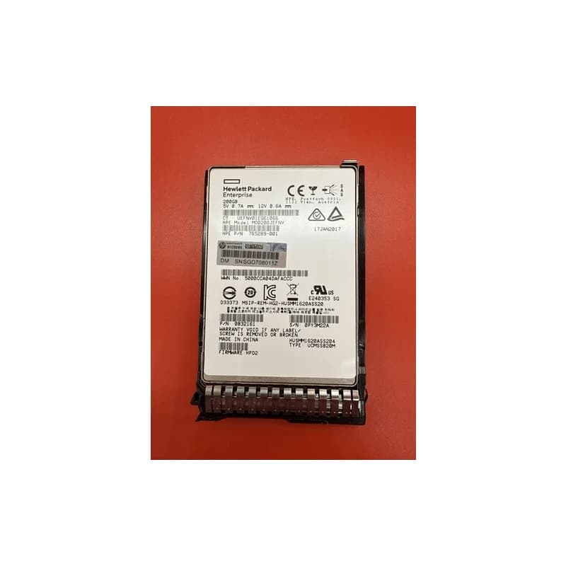 HP 200GB SAS12 2.5" SSD 779164-B21 780430-001 MO0200JEFNV in HPe Tray White