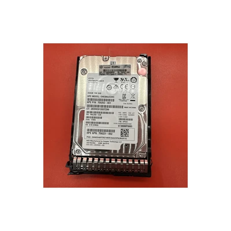 HP 861780-B21 300GB 15K SAS 12Gb/s 2.5 In HP Tray 862125-001 EH0300JEDHC Silver