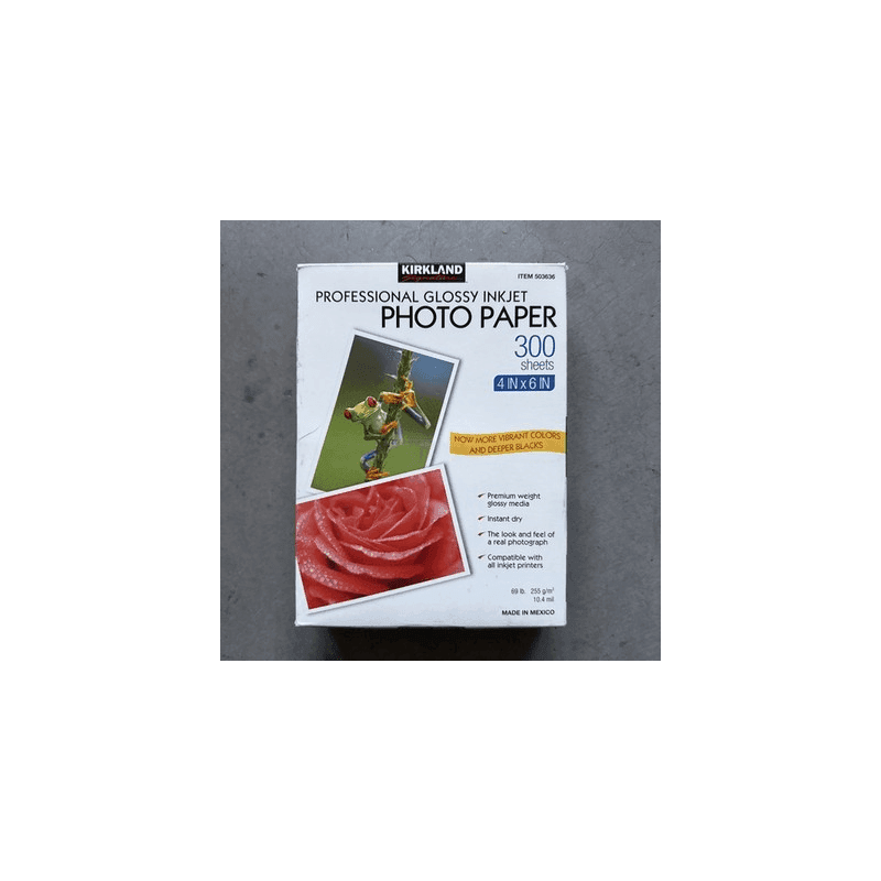 Kirkland Professional Glossy Inkjet 4x6 Photo Paper Premium White Universal