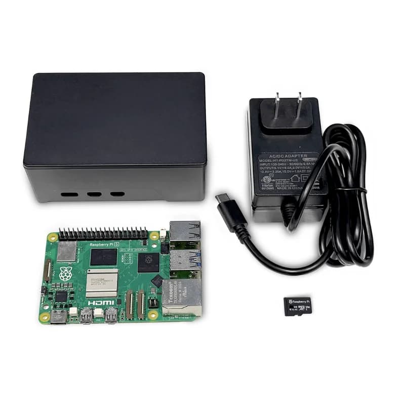 Raspberry Pi 5 Kit 1GB Ram Pro Case Black 32GB SD Card USB-C 27w AC Adapter