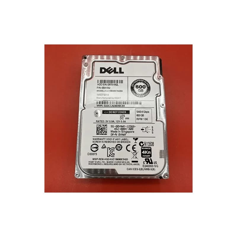 Dell 00VHWY 0VHWY 600GB 15K SAS 2.5â Hard Drive HUC156060CS4204 Silver 0B31352