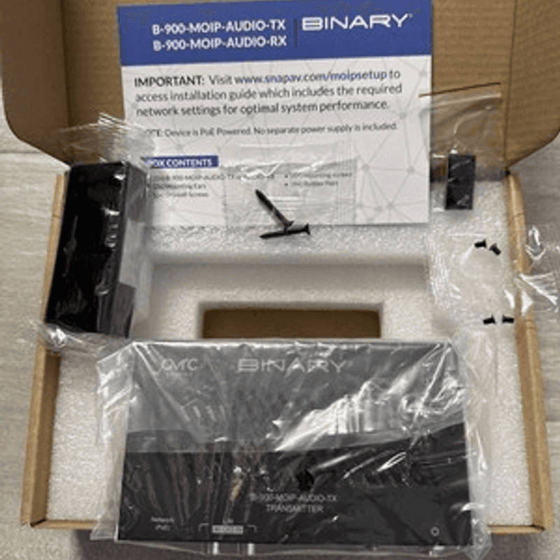 Binary B-900-MOIP-AUDIO-TX MoIP Audio Transmitter Media Over IP Black RJ45