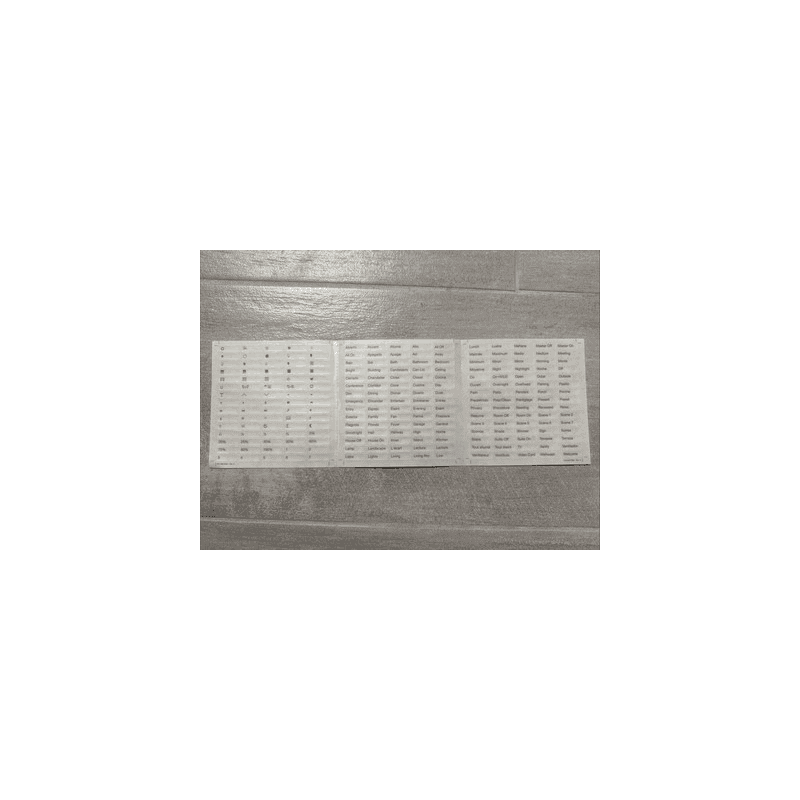 Lutron 50015331 Rev A See Touch Engraving / Stickers For Keypad