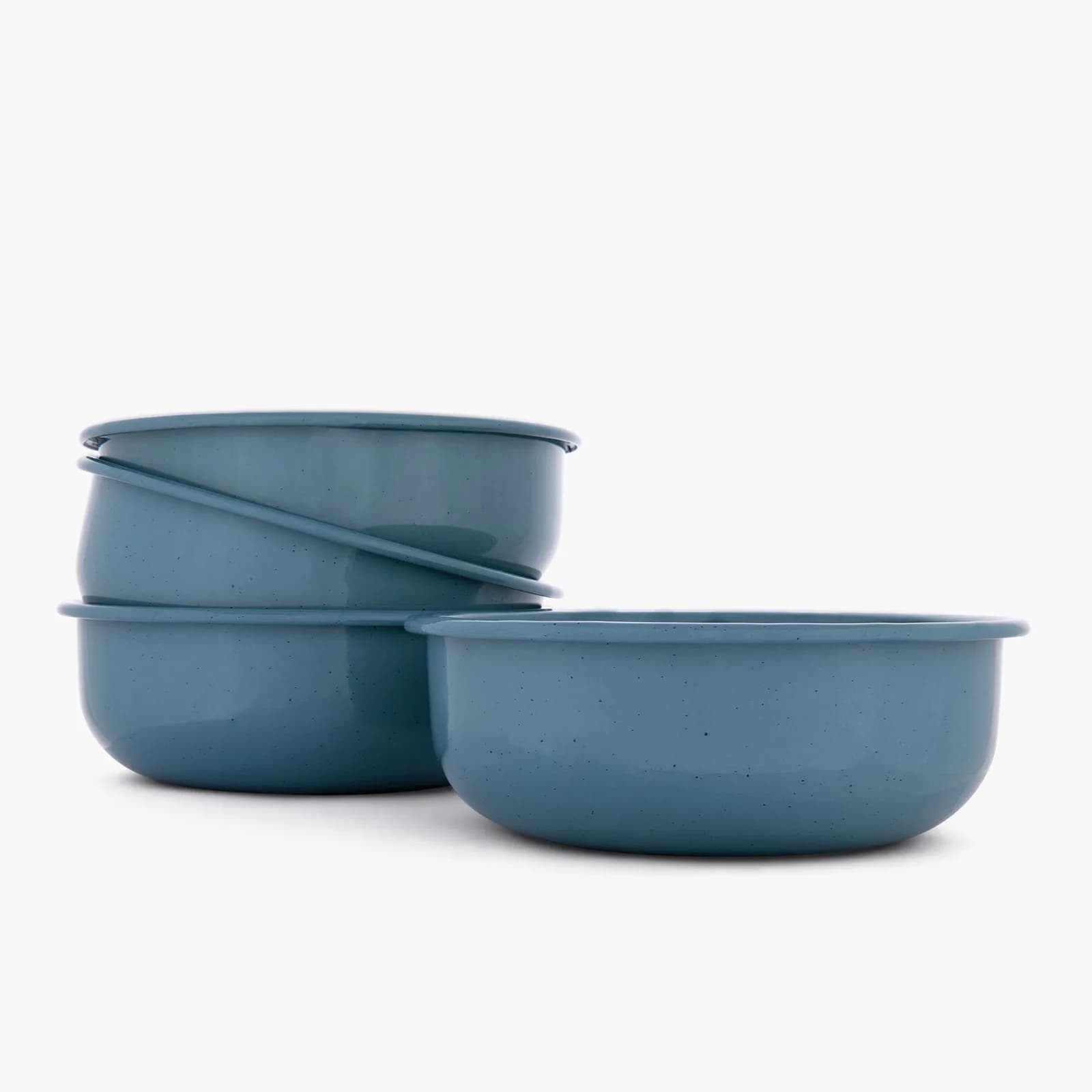 Rolled Enamelware Bowl Set - Smoky Blue — Barebones