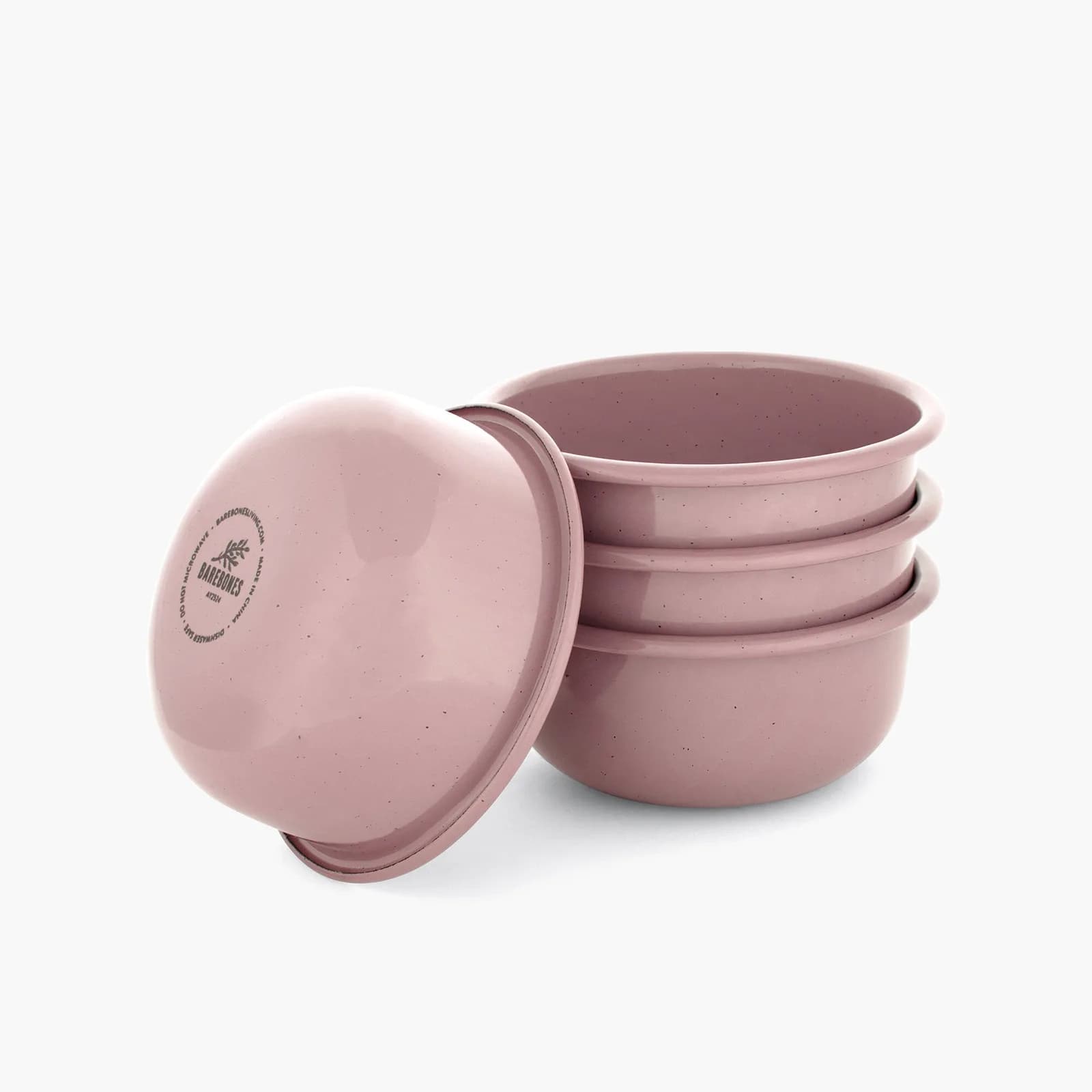 Rolled Enamelware Side Bowl Set - Dusty Rose — Barebones