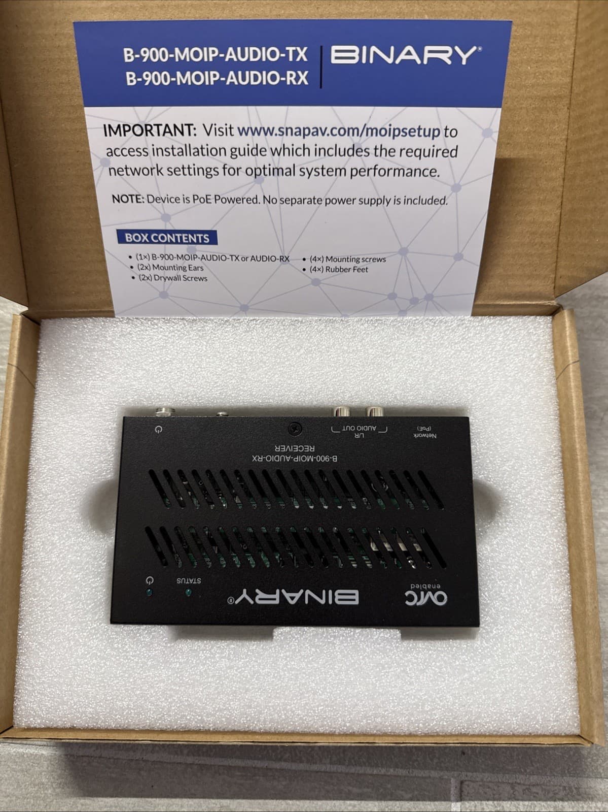 Binary B-900-MOIP-AUDIO-RX MoIP Audio Receiver Media Over IP Black Wired RCA - Image 6