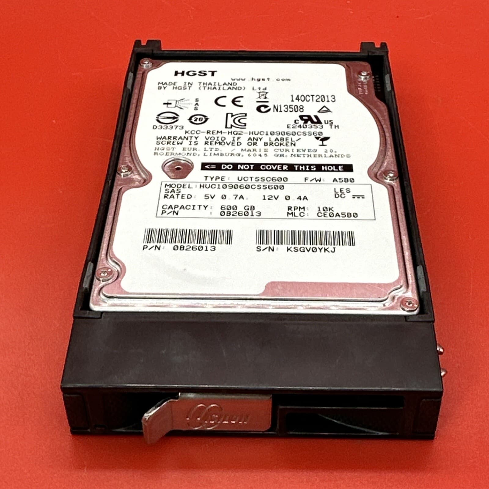 HGST HUC109060CSS600 0B26103 600GB 10K SAS 2.5 Hard Drive Isilon S200 Tray White - Image 2