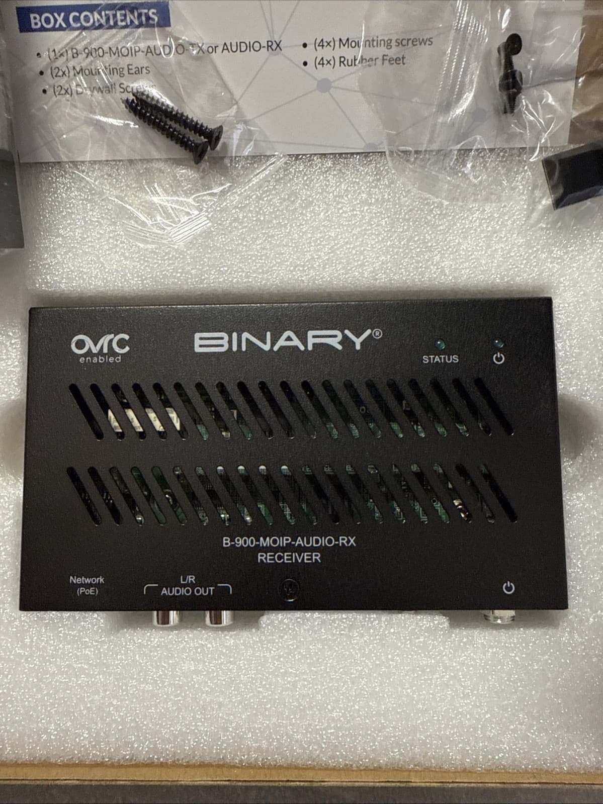 Binary B-900-MOIP-AUDIO-RX MoIP Audio Receiver Media Over IP Black Wired RCA - Image 2