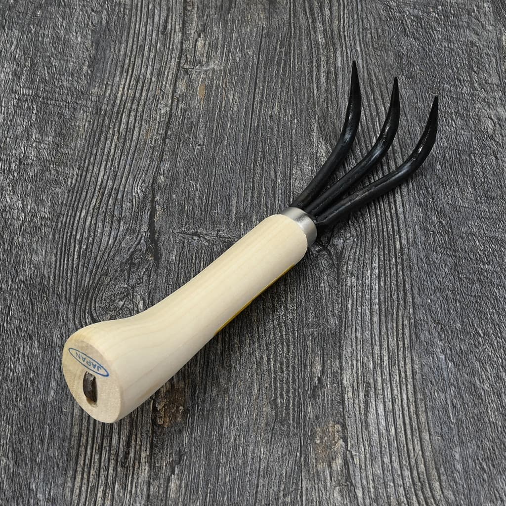 Japanese Ne-Kaki Cultivator Rake Carbon Steel Wood Handle Weeding NEW - Image 3