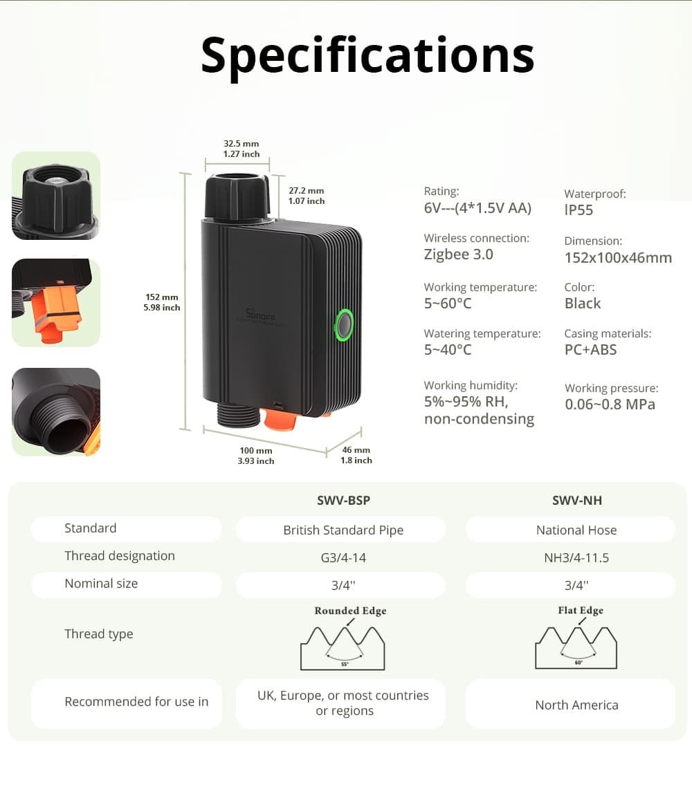 SONOFF Zigbee Smart Water Valve Smart Valve Home Assistant Compatible NEW - Image 2