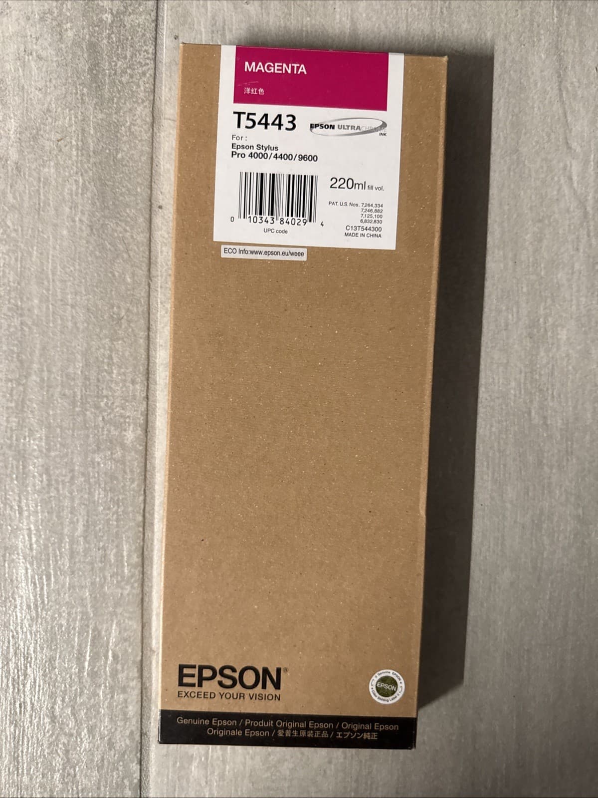 New Sealed Epson T5443 Magenta Ink Cartridge For Stylus Pro 4000 9600 220ml - Image 4