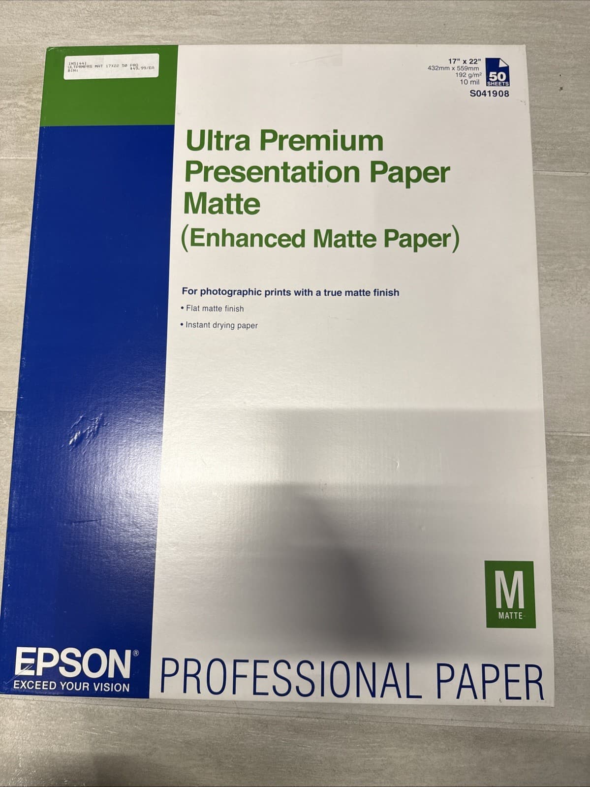 Epson Ultra Premium Presentation Paper Matte 17x22" 50 pack new w/ bent corners - Image 7