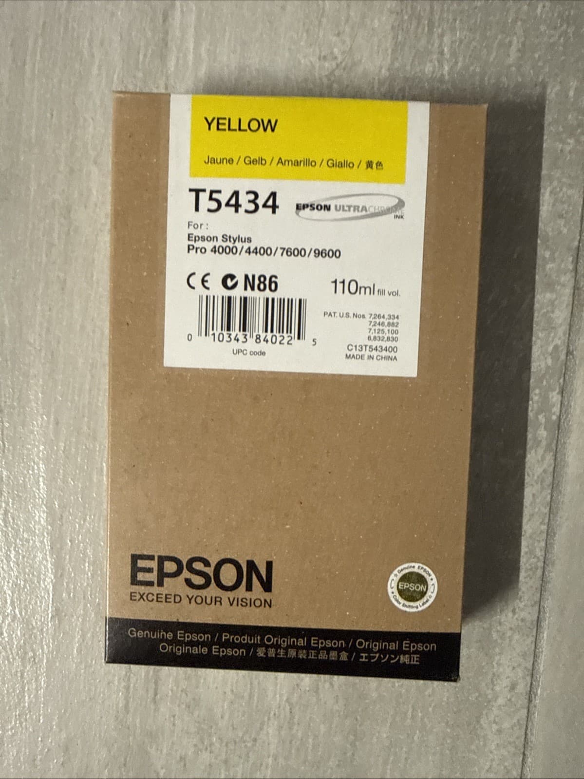 NIB Genuine Epson T5434 Yellow 110ml K3 Ink Stylus Pro 4000/7600/9600 For Epson - Image 5