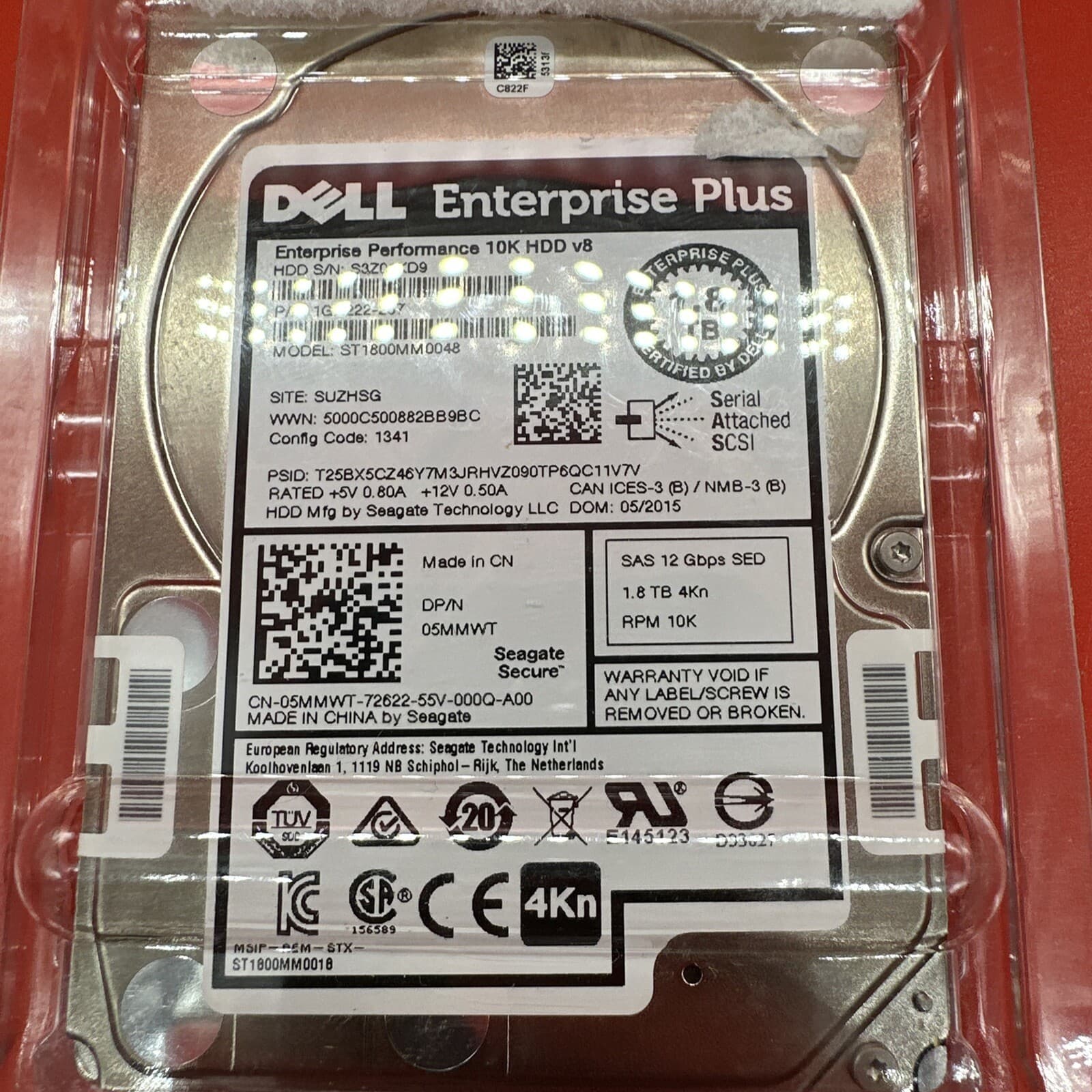 Dell 1.8TB 10K SAS12 SED 4Kn 2.5” 5MMWT 05MMWT ST1800MM0048 Hard Drive FIPS140-2 - Image 2