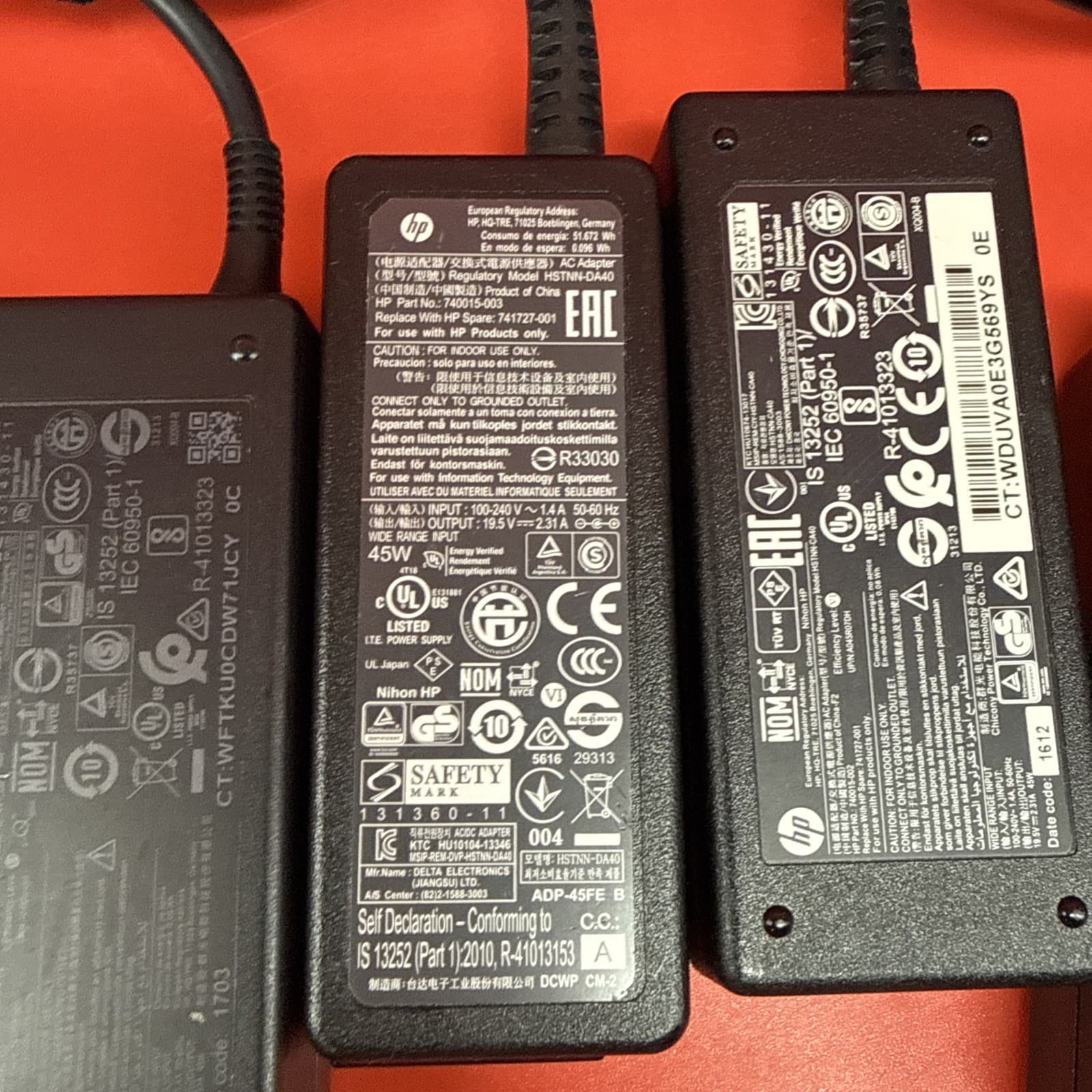 Lot Of 5 HP 45w AC Adapter 741727-001  AC/Standard Black For HP L25296-002 - Image 4