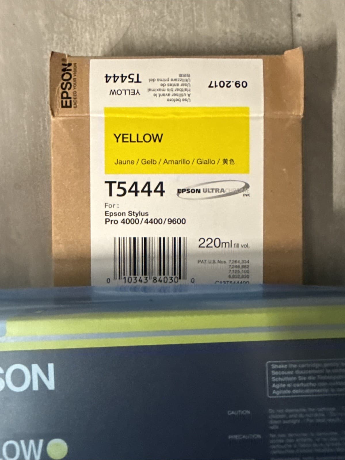 New Sealed Epson Yellow Ink Cartridge T5444 Pro 4000 4400 9600 Epson T5444 - Image 2