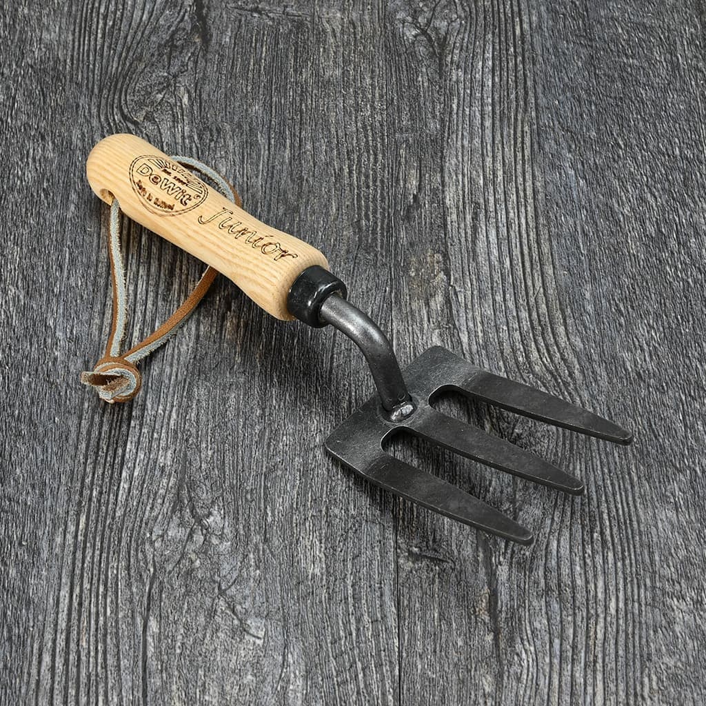 DeWit Junior Children's Hand Fork Boron Steel Ash Handle Hand-Forged Digging NEW - Image 2