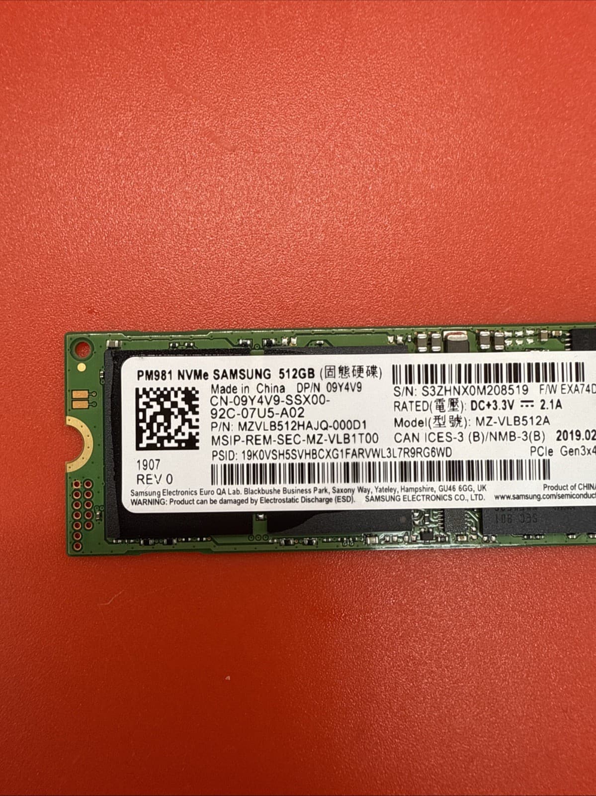 Dell 512GB 9Y4V9 09Y4V9 MZ-VLB512A M.2 NVMe Solid State Drive Internal SSD Green - Image 2