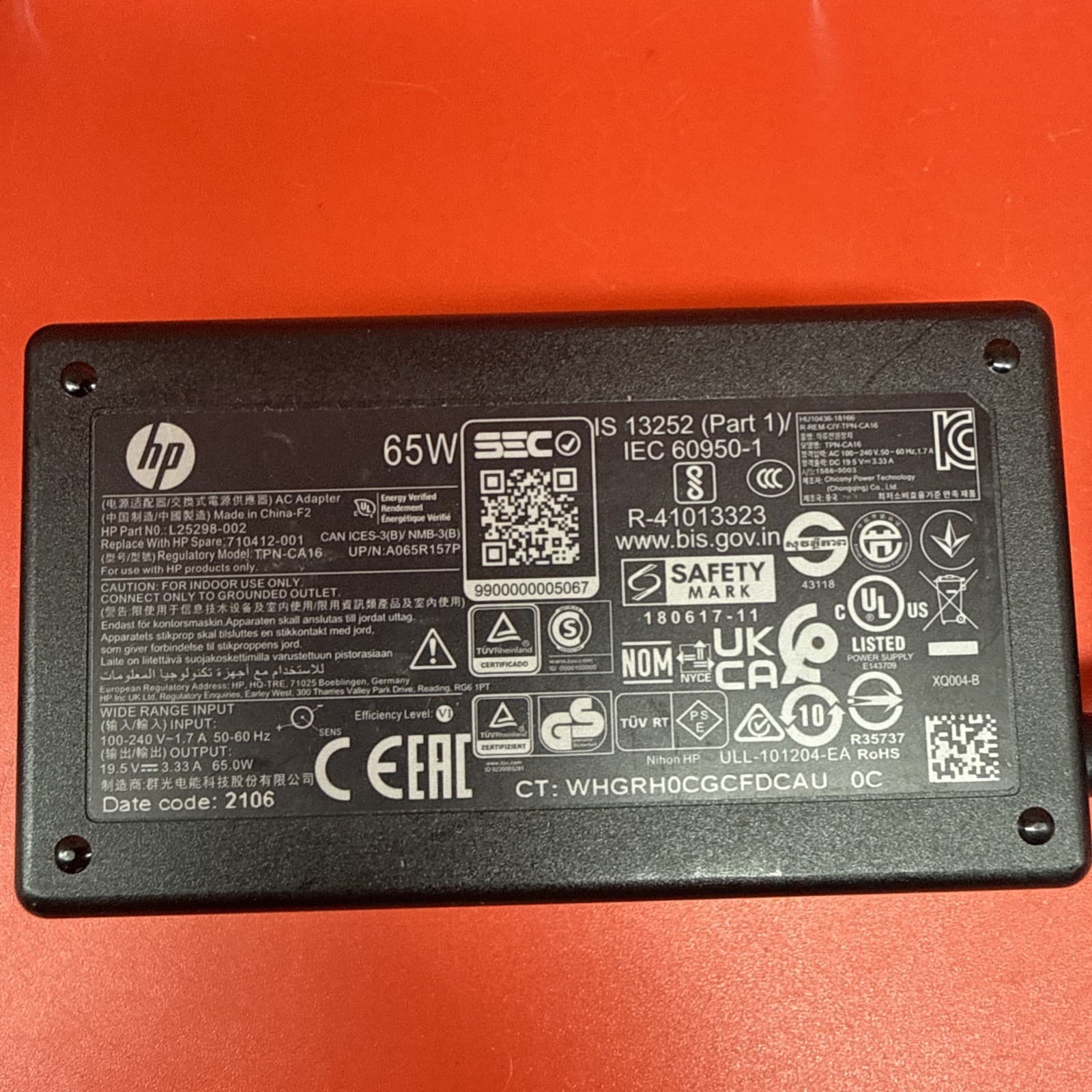 HP L25298-002 710412-001 65w AC Adapter AC/Standard For HP 19.5 V 3.3 A - Image 3