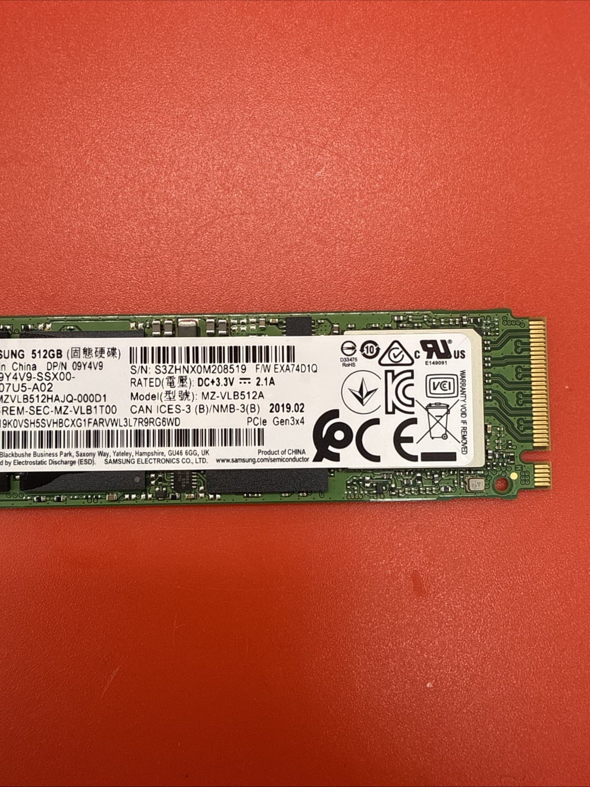 Dell 512GB 9Y4V9 09Y4V9 MZ-VLB512A M.2 NVMe Solid State Drive Internal SSD Green - Image 3
