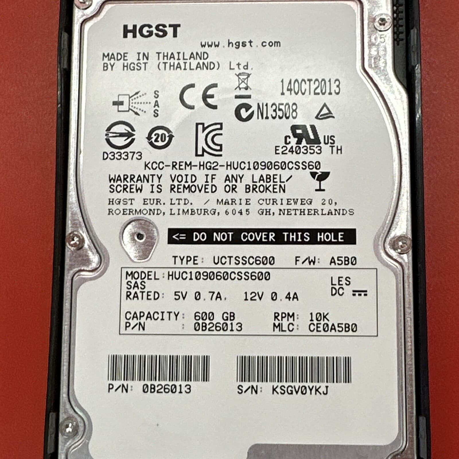HGST HUC109060CSS600 0B26103 600GB 10K SAS 2.5 Hard Drive Isilon S200 Tray White - Image 3