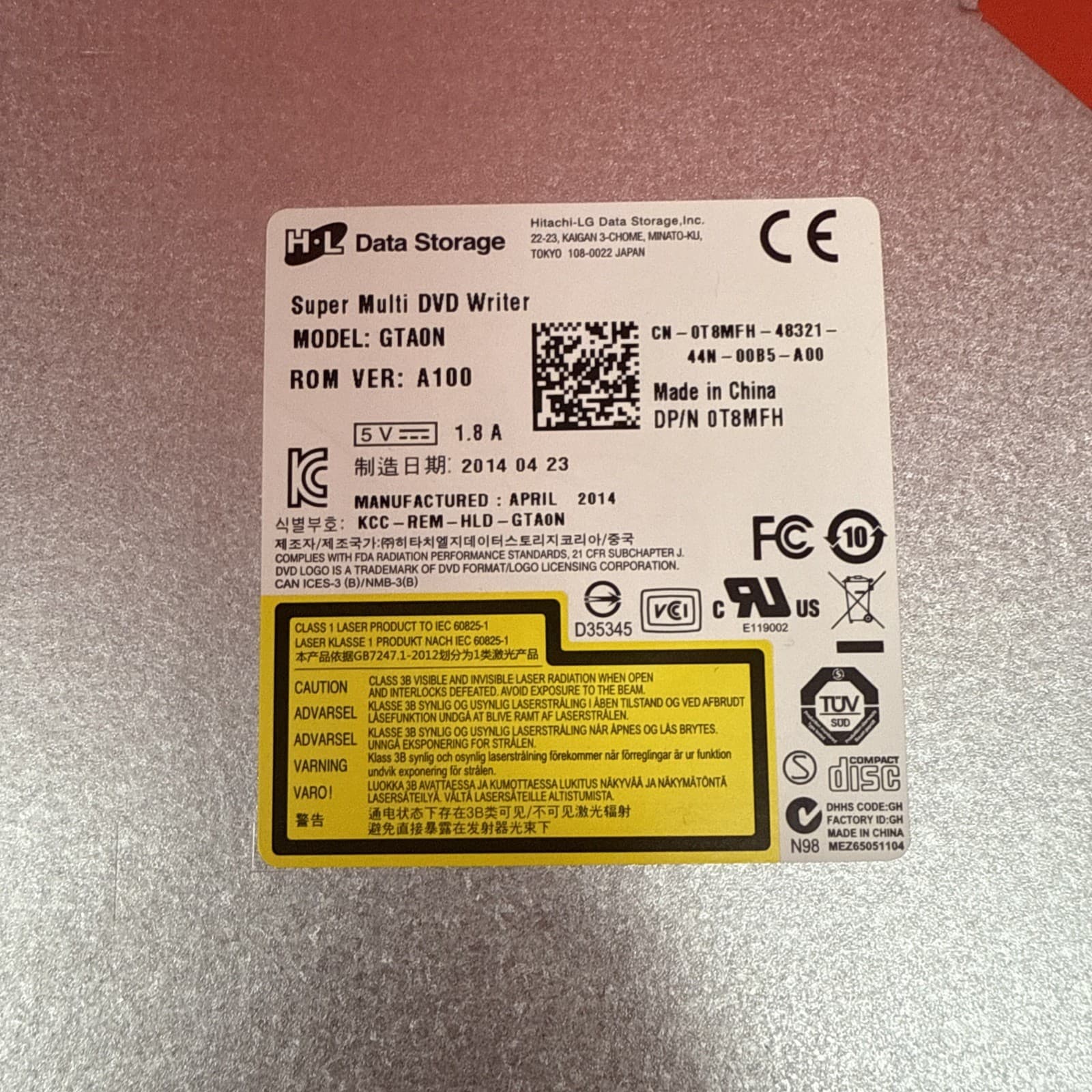 Dell 0T8MFH Super Multi DVD Writer GTA0N Slimline SATA Optical Drive Silver - Image 2