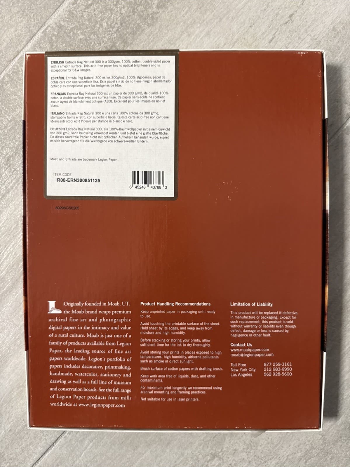 Moab Papers Entrada Rag Natural 300 8.5 x 11 [20 sheets] Sheet Paper - Image 3