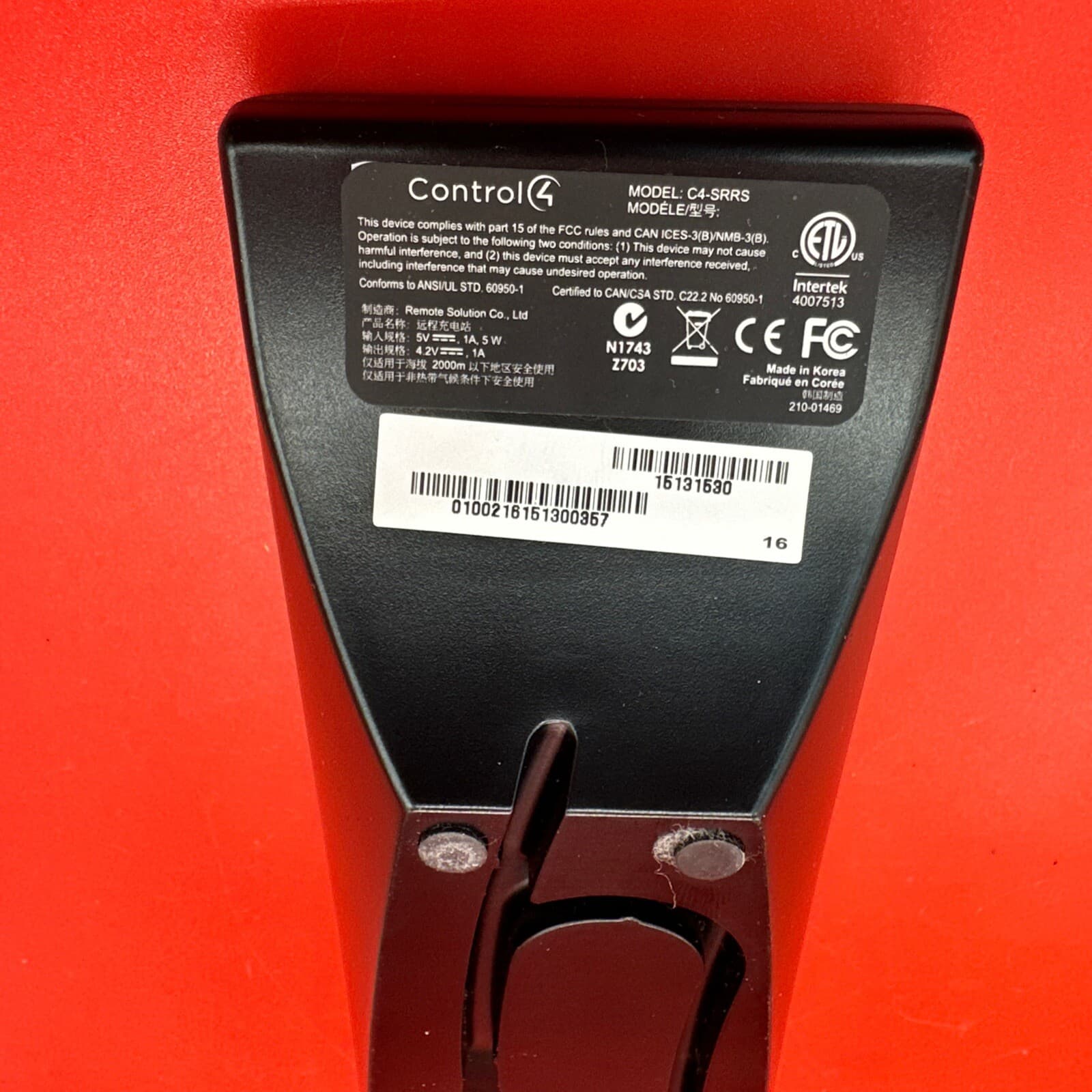 Control4 C4-SRRS Remote Changing Dock For SR250/SR260 No Ac Adapter Control 4 - Image 4