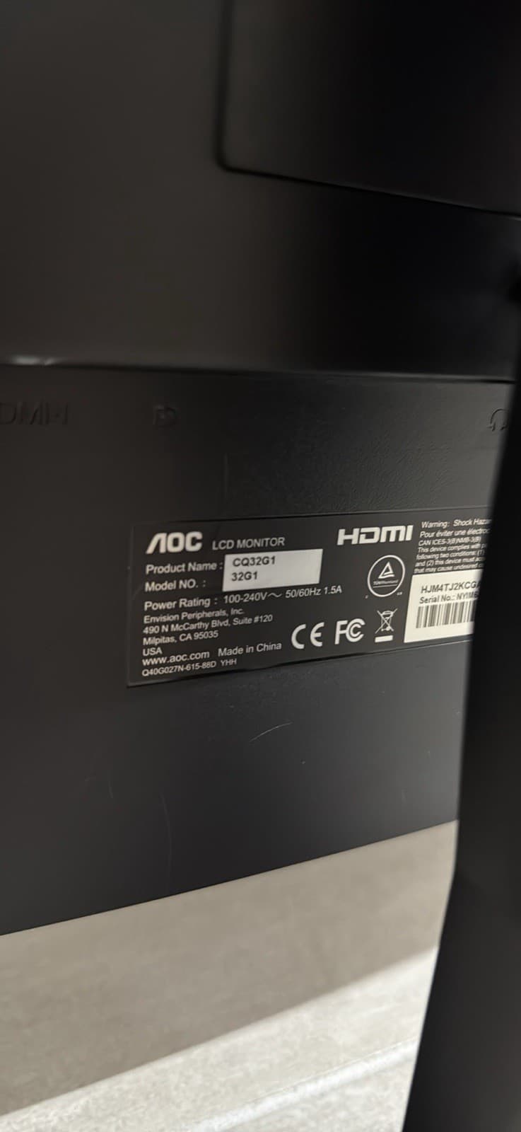 AOC CQ32G1 32" Curved Frameless Gaming Monitor, Quad HD 2560x1440 144 Hz Black - Image 4