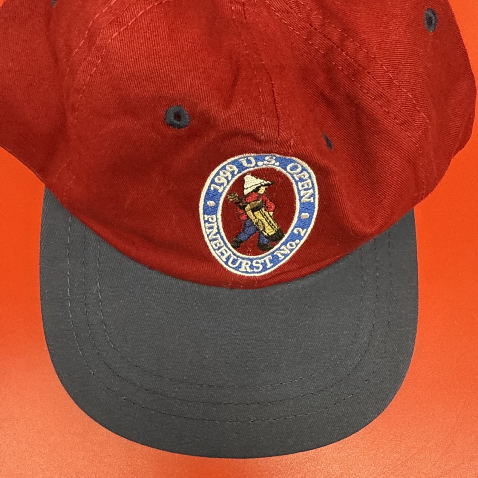 1999 U.S. Open Golf Hat Cap Pinehurst No. 2 Red Adjustable Strap USGA Member - Image 2