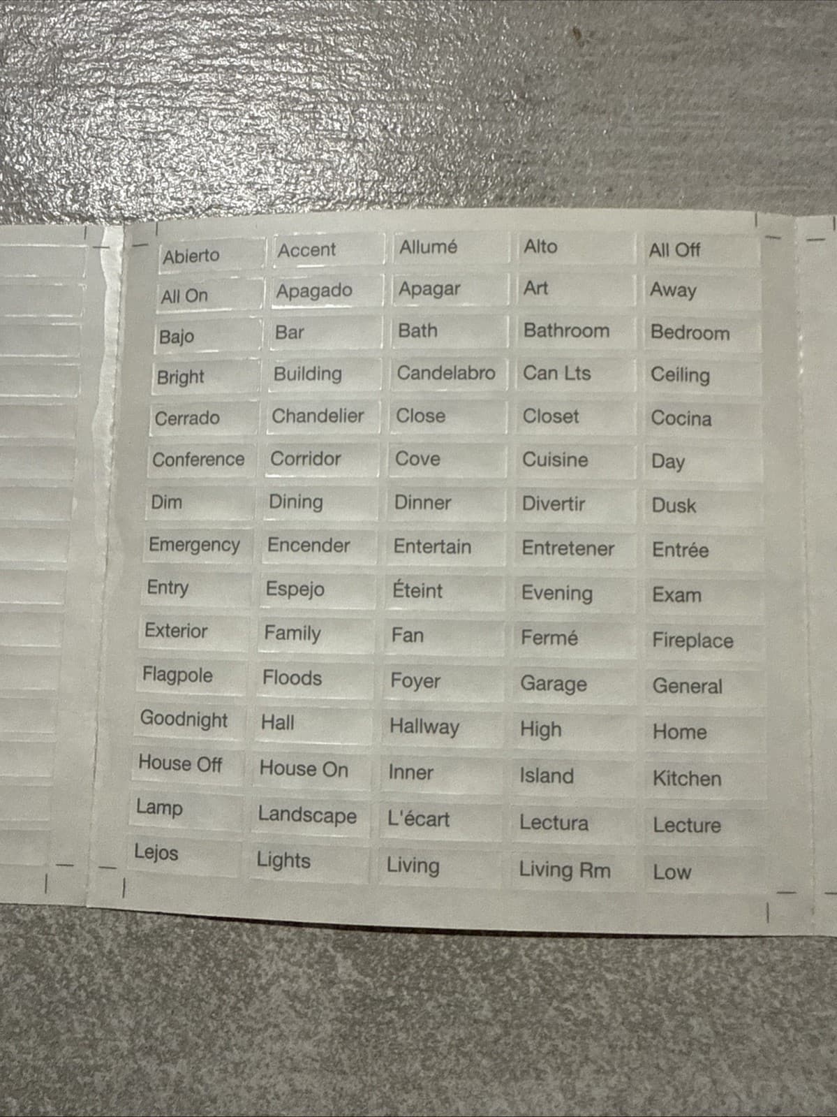 Lutron 50015331 Rev A See Touch Engraving / Stickers For Keypad - Image 3
