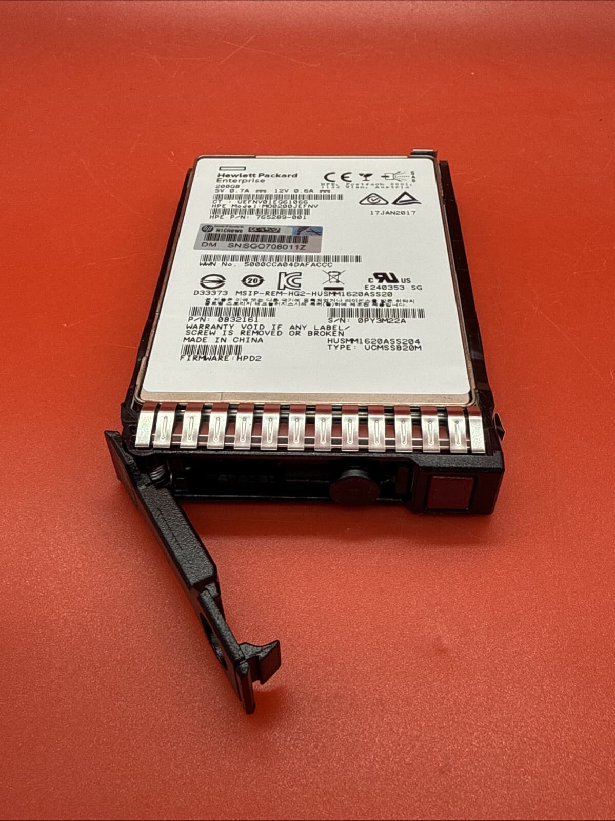 HP 200GB SAS12 2.5" SSD 779164-B21 780430-001 MO0200JEFNV in HPe Tray White - Image 4