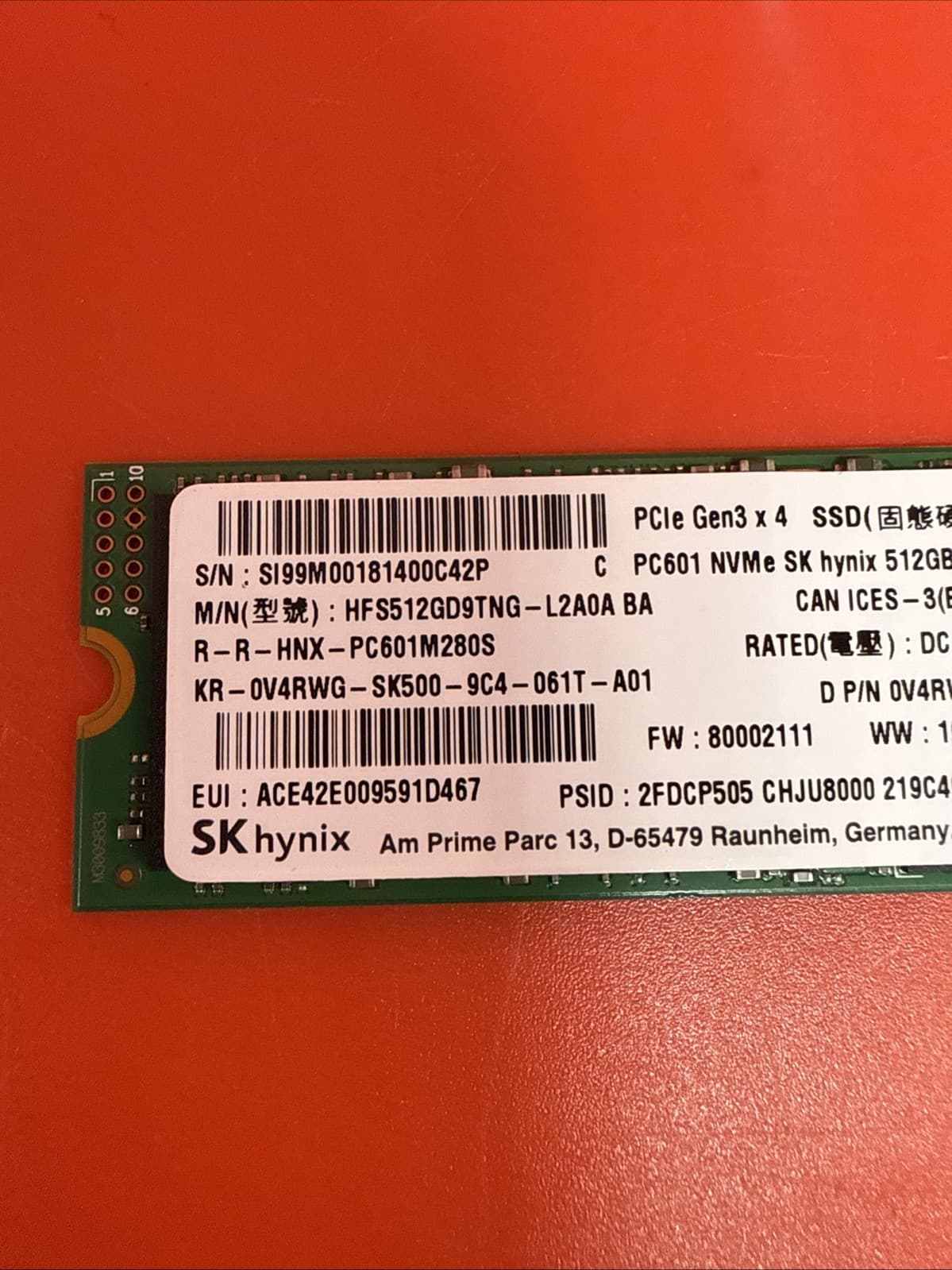 Dell V4RWG 0V4RWG 512GB PC601 NVMe PCIe Gen3 x 4  HFS512GD9TNG Internal SSD - Image 2