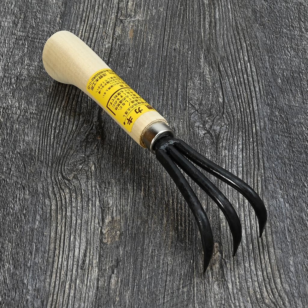 Japanese Ne-Kaki Cultivator Rake Carbon Steel Wood Handle Weeding NEW - Image 2