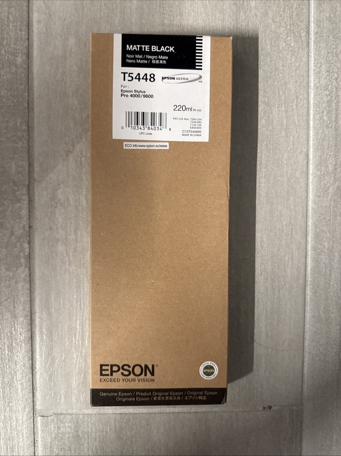 GENUINE EPSON T5448 MATTE BLACK INK STYLUS PRO 4000 9600 220ml NEW SEALED Inkjet - Image 5