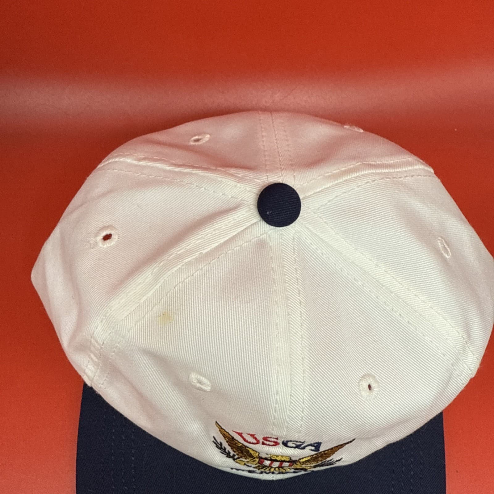 USGA Member SnapBack Hat White Navy Gold USA Golf USA Vintage 80s Snap-Back Men - Image 3