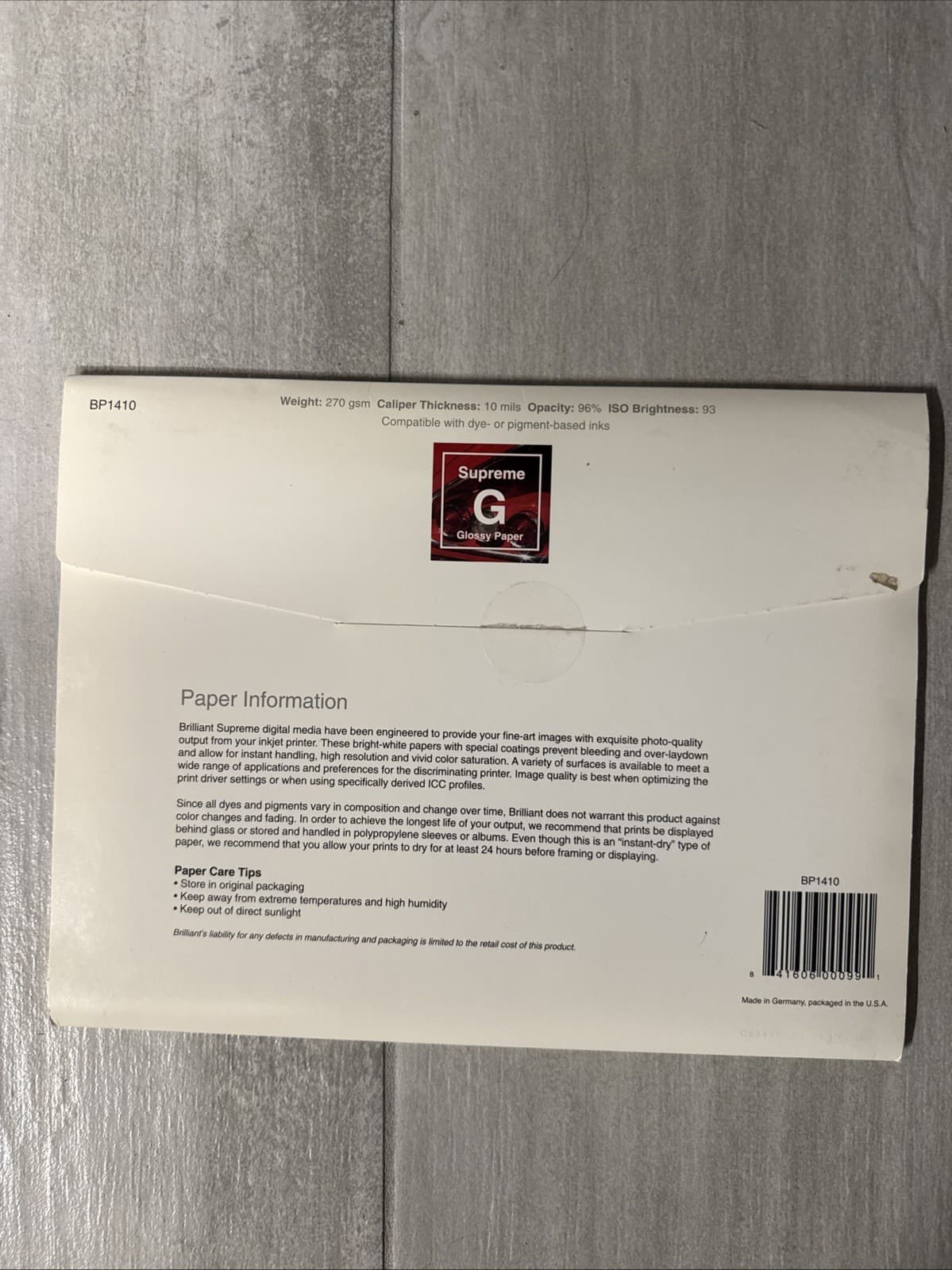 Supreme G Glossy Paper Brilliant Photo Inkjet Paper BP1410 270gsm 10mil 96% 93 - Image 2