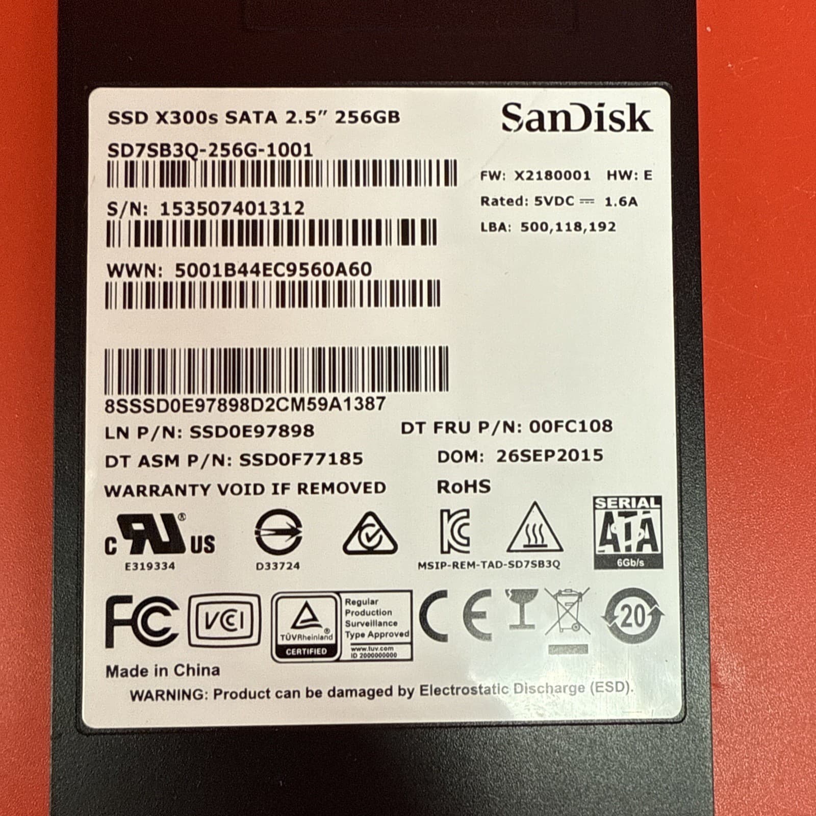 SanDisk SSD X300s SATA 2.5" 256GB SD7SB3Q-256G-1001 00FC108 Internal SSD Black - Image 2