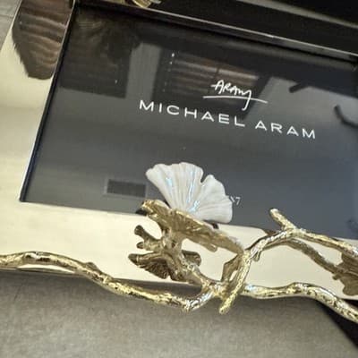 Michael Aram Butterfly Ginkgo Gold 5x7 Frame 174513 Photo Frame Glass Silver - Image 2