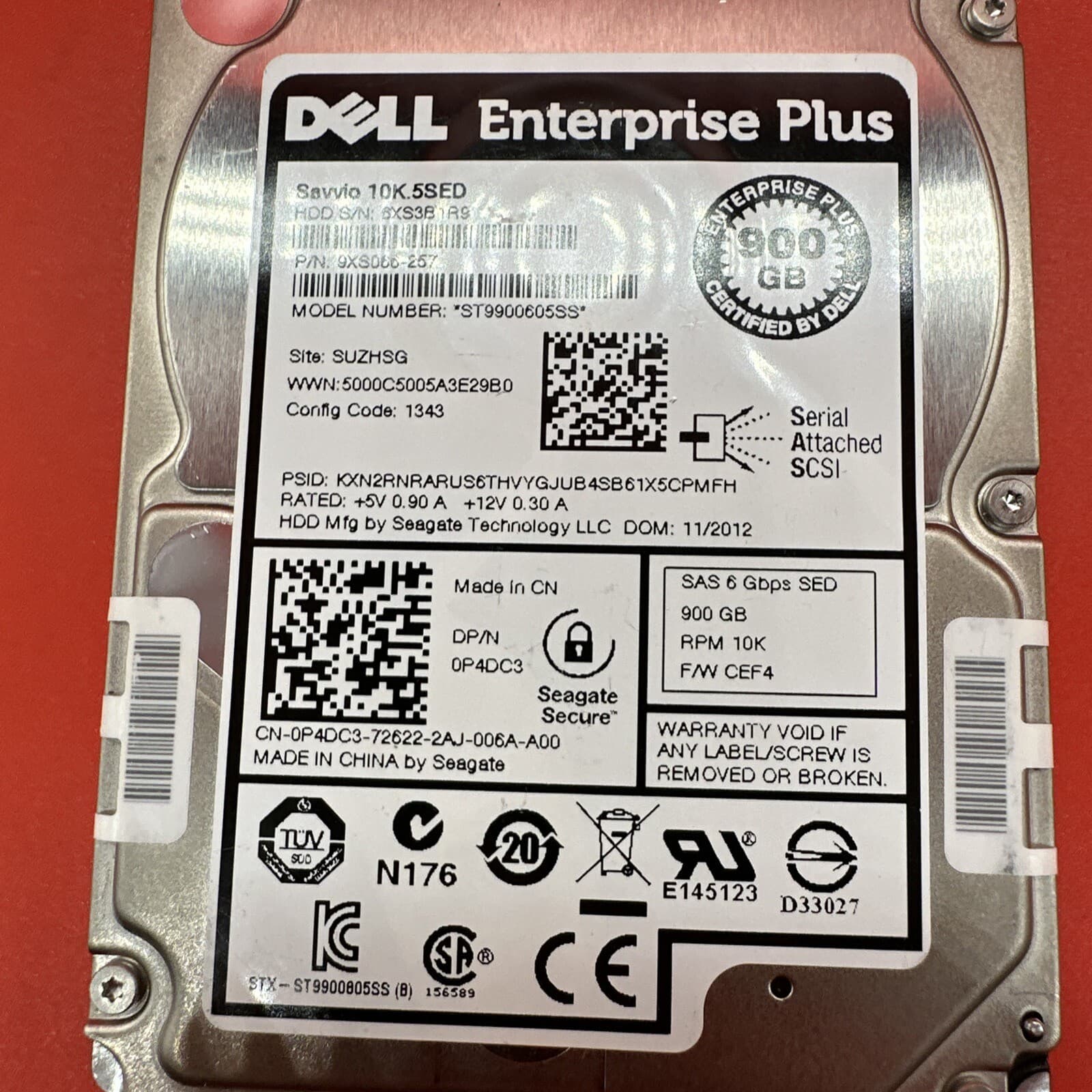 Dell P4DC3 0P4DC3 900GB 10K SAS SED 2.5 Hard Drive  ST9900605SS Silver Hot Swap - Image 2