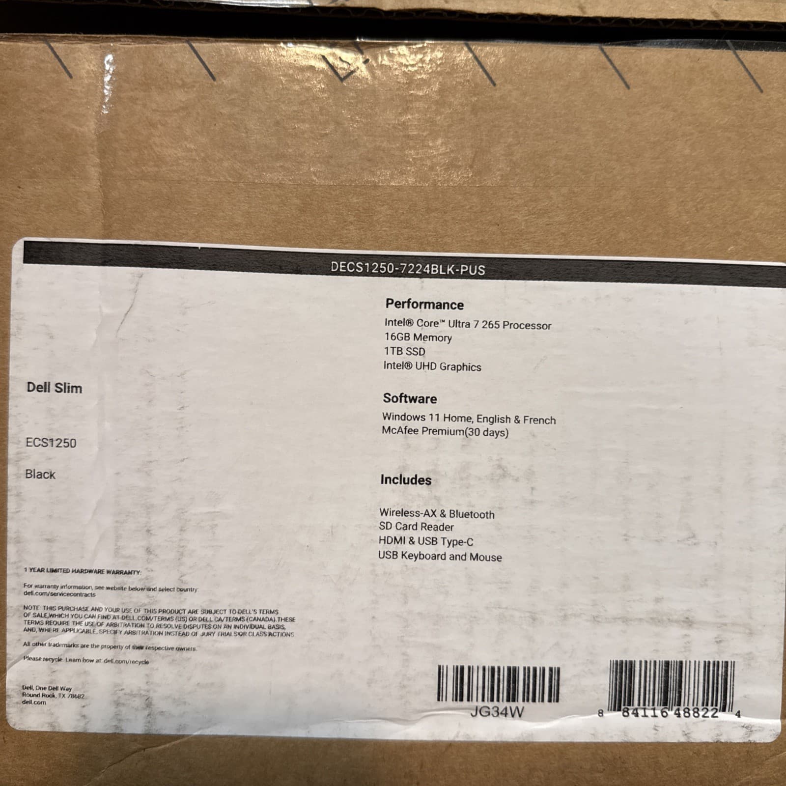 Dell Slim SFF Windows 11 Intel Ultra 7 265 16GB 1TB SSD PC ECS1250 Desktop Black - Image 18
