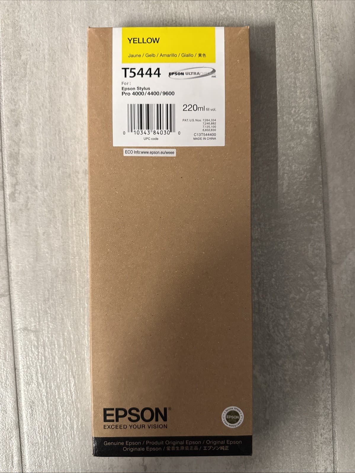 New Sealed Epson Yellow Ink Cartridge T5444 Pro 4000 4400 9600 Epson T5444 - Image 4