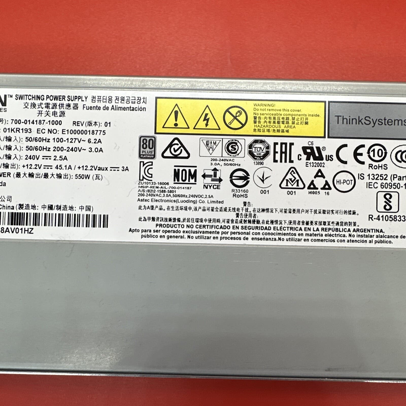 Lenovo 01KR193 700-014187-1000 550w Server Power Supply  For IBM 550 W - Image 3