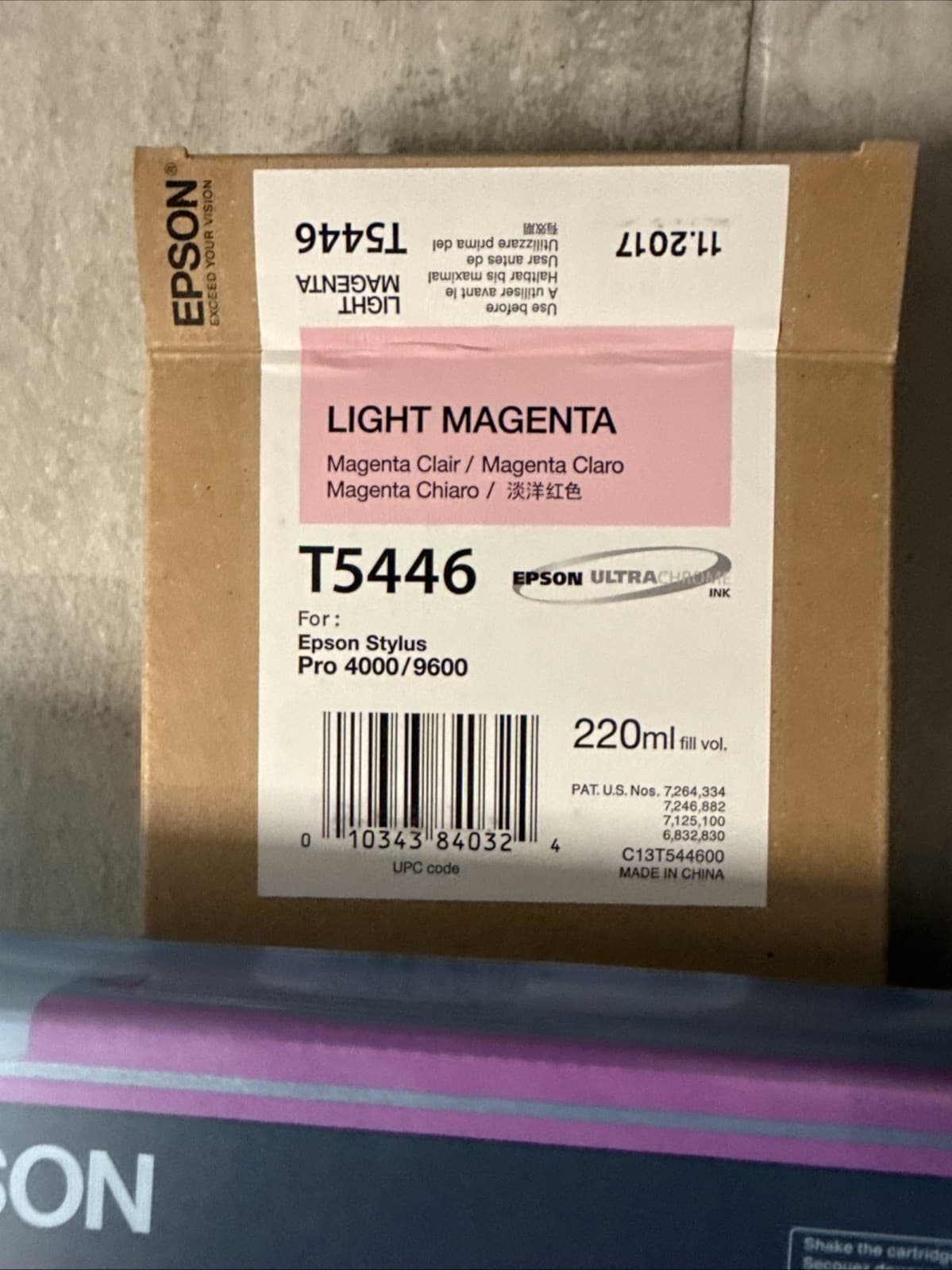 New Sealed Epson T5446 Light Magenta Ink Cartridge for Stylus Pro 4000/9600 - Image 2
