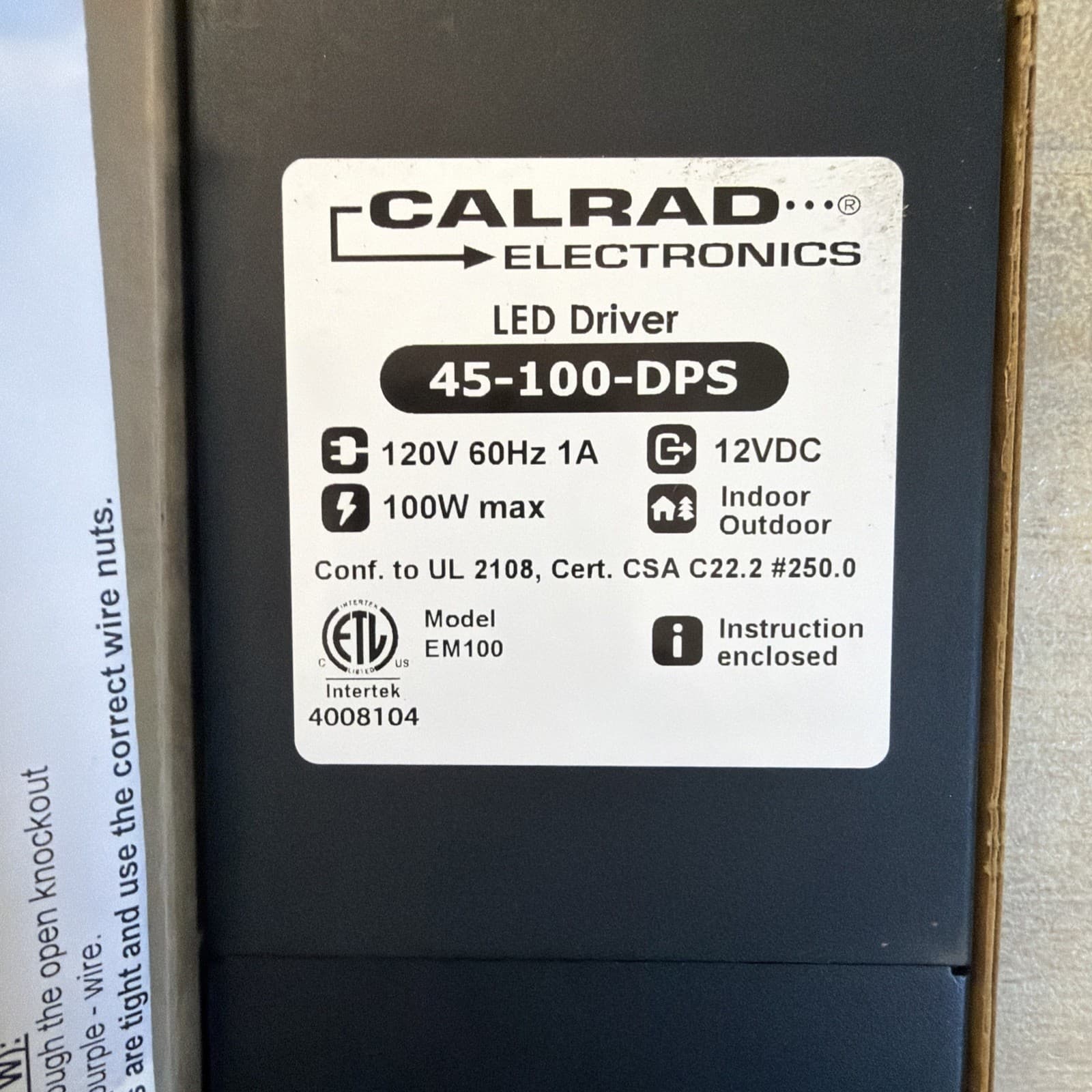 CALRAD 45-100-DPS 12Vdc Magnetic Type Dimmable Power Supply 100w - Image 6