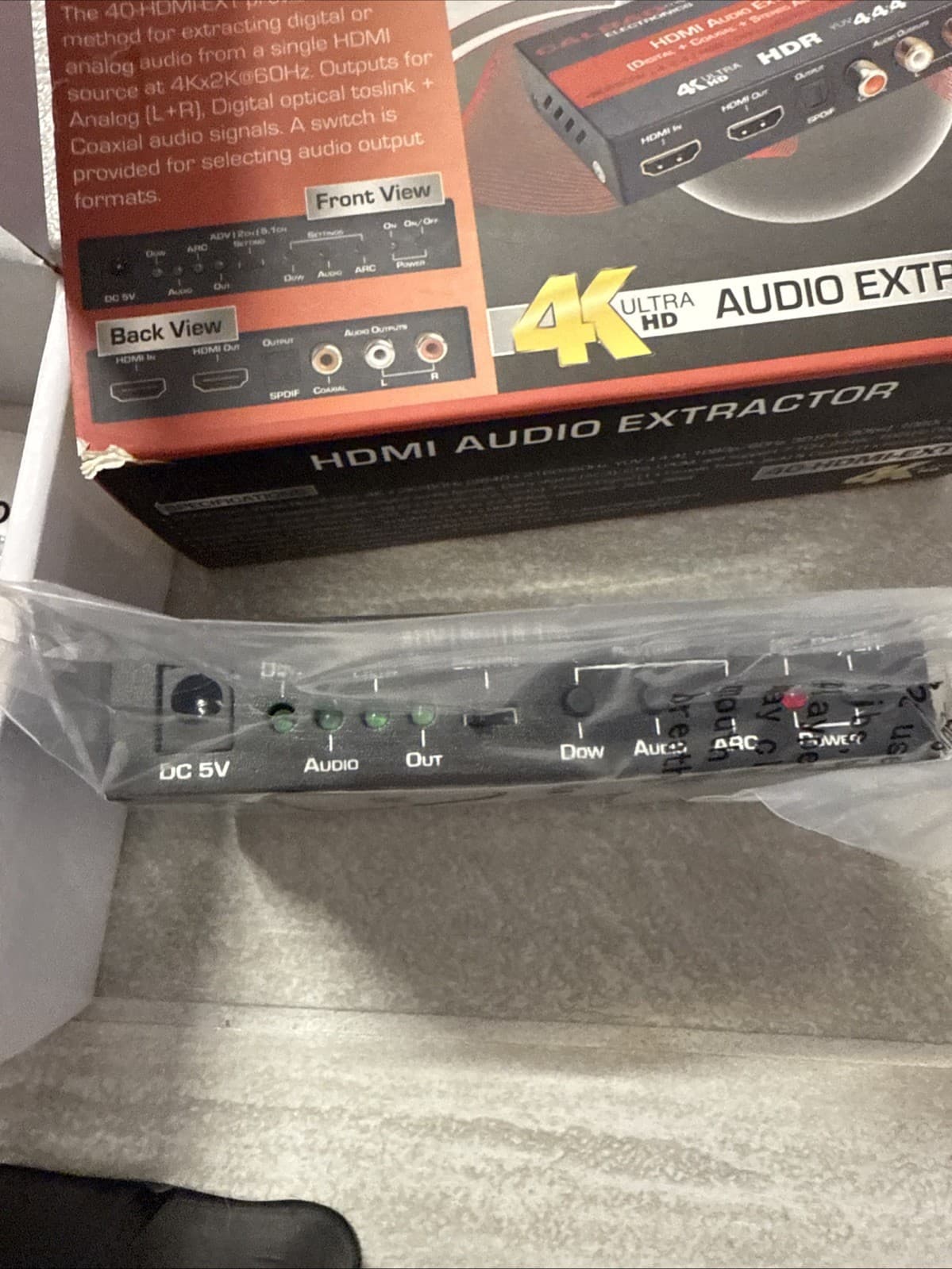 CALRAD 40-HDMI-EXT-A HDMI Audio Extractor Toslink SPDIF + Coaxial L/R New Black - Image 5