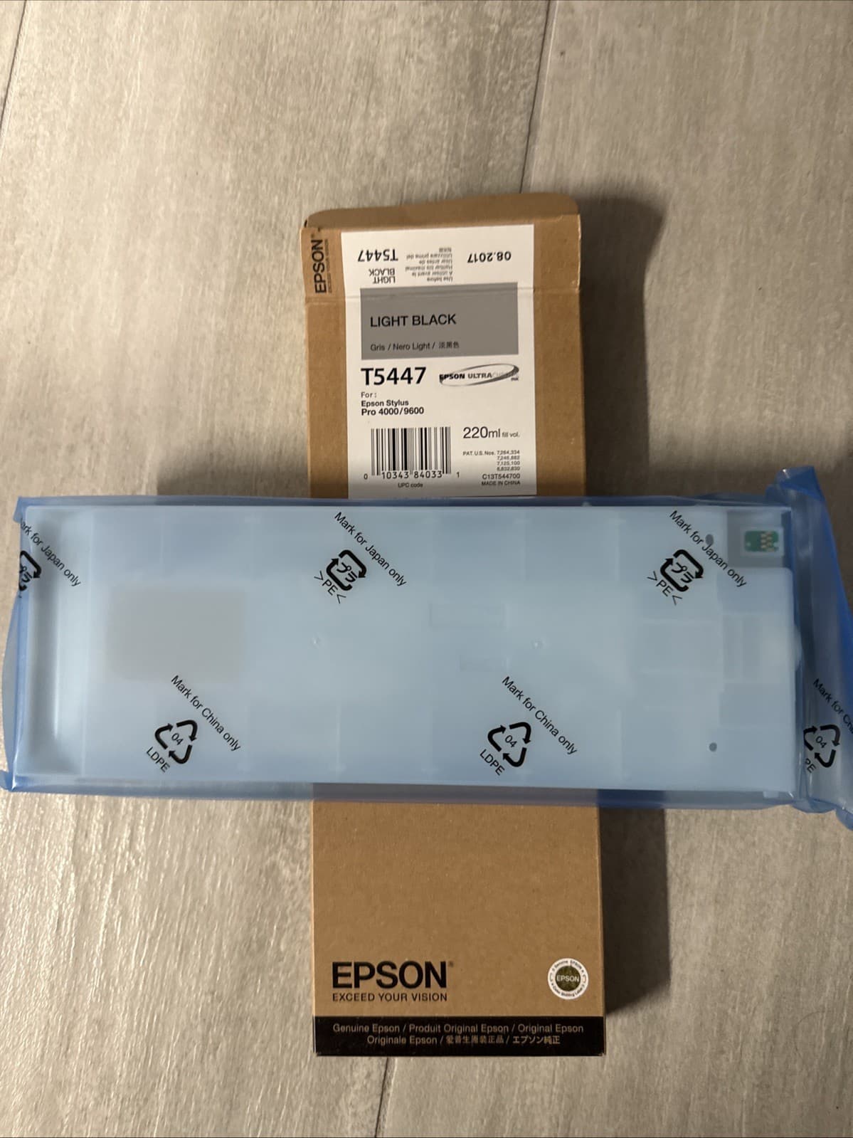 New Sealed Epson T5447 Light Black Ink Cartridge For Stylus Pro 4000 9600 220ml - Image 3