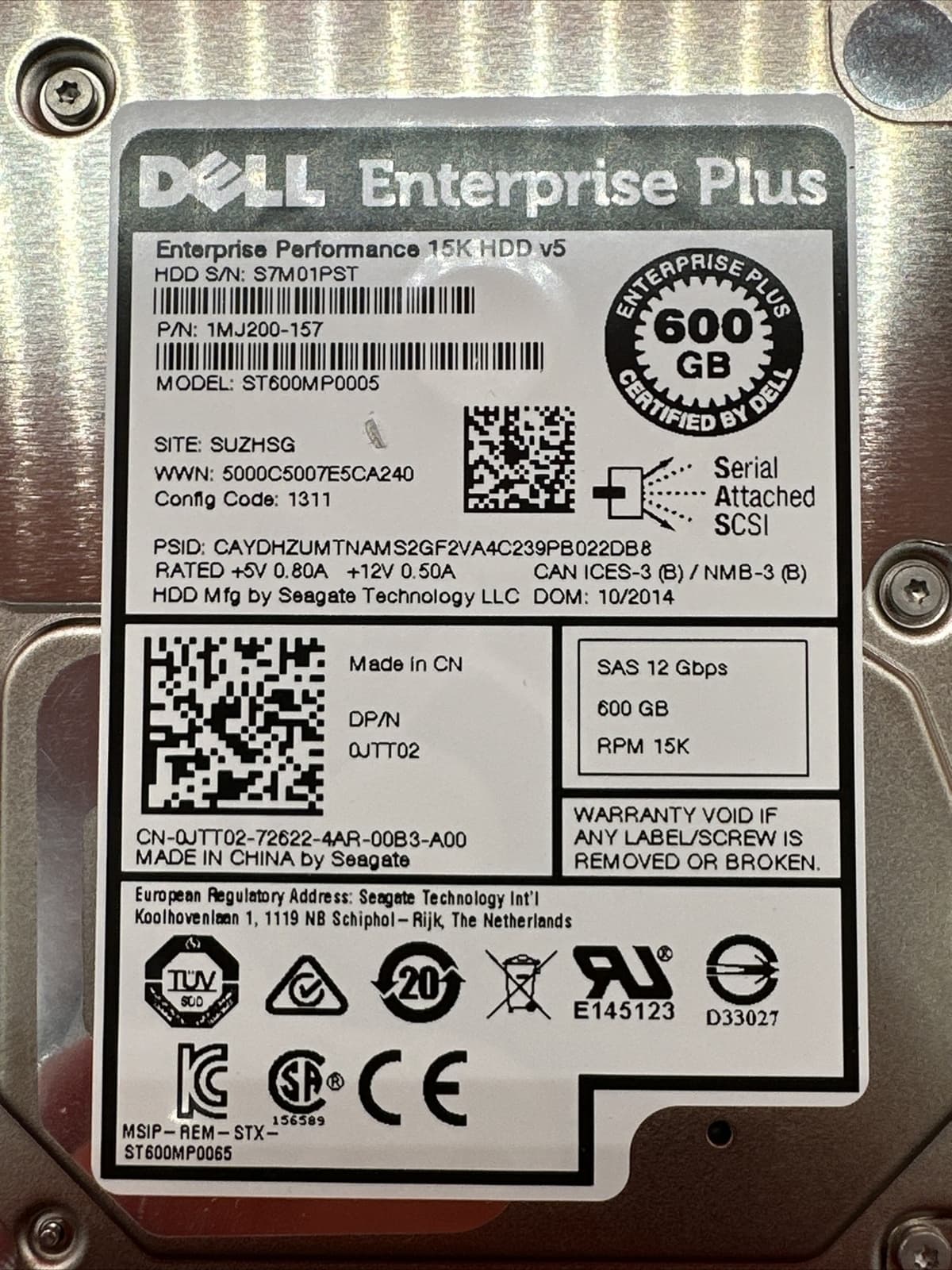 Dell JTT02 0JTT02 600GB SAS 12Gbps 15K 2.5 Hard Drive ST600MP0005 Silver 600 GB - Image 2