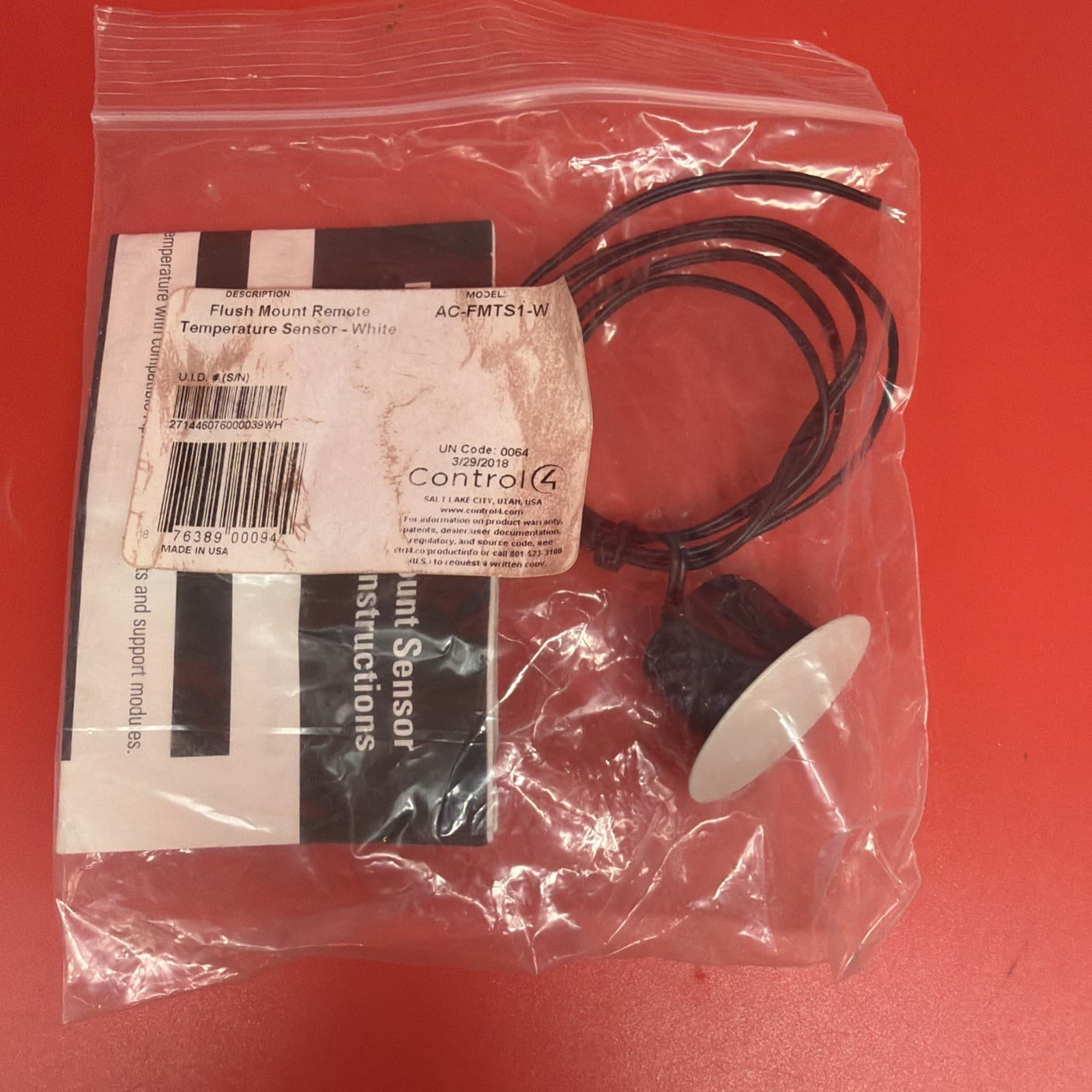 Control4 AC-FMTS1-W Flush Mount Temperature Sensor White